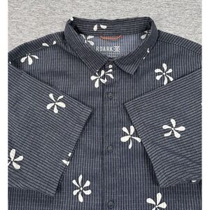 Roark Revival Shirt Mens Large Gray Blue Floral Perforated Outdoor Travel Hiking